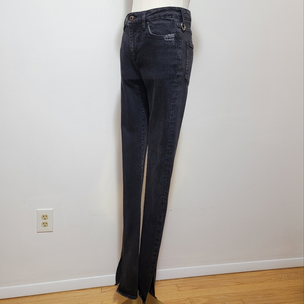 Simon Miller Jeans 26×38 High Waist Slim Split Hem Black Japanese selvedge